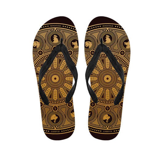 Chinese Zodiac Calendar Signs Print Flip Flops