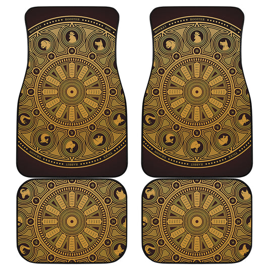 Chinese Zodiac Calendar Signs Print Front and Back Car Floor Mats