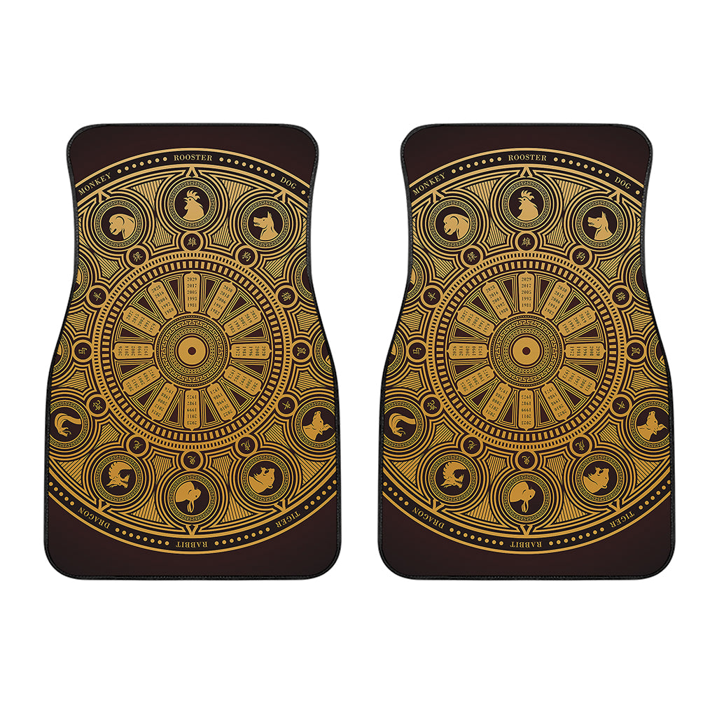 Chinese Zodiac Calendar Signs Print Front Car Floor Mats