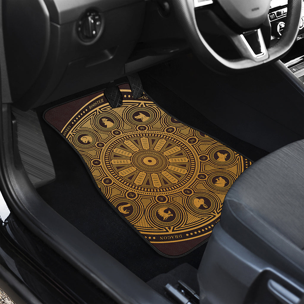 Chinese Zodiac Calendar Signs Print Front Car Floor Mats