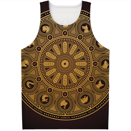 Chinese Zodiac Calendar Signs Print Men's Tank Top