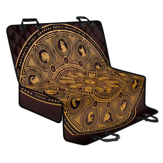 Chinese Zodiac Calendar Signs Print Pet Car Back Seat Cover