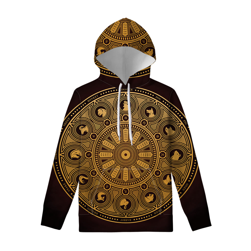Chinese Zodiac Calendar Signs Print Pullover Hoodie