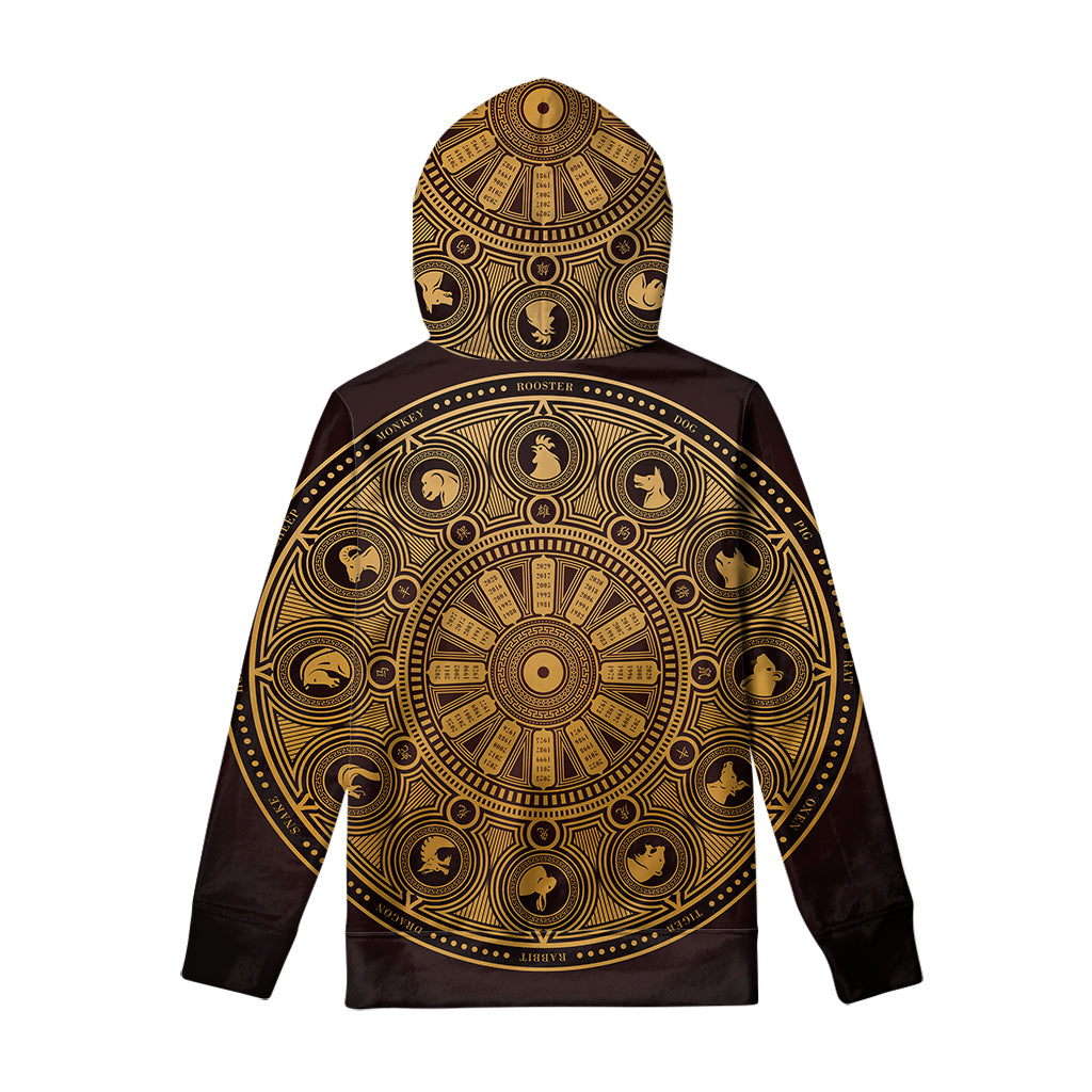 Chinese Zodiac Calendar Signs Print Pullover Hoodie