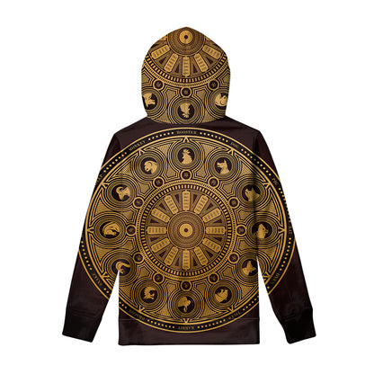 Chinese Zodiac Calendar Signs Print Pullover Hoodie