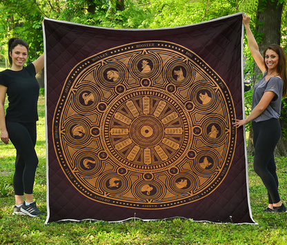 Chinese Zodiac Calendar Signs Print Quilt