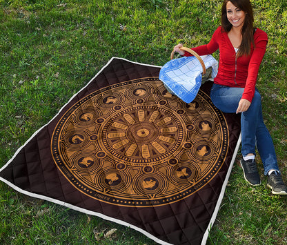 Chinese Zodiac Calendar Signs Print Quilt