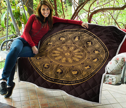 Chinese Zodiac Calendar Signs Print Quilt