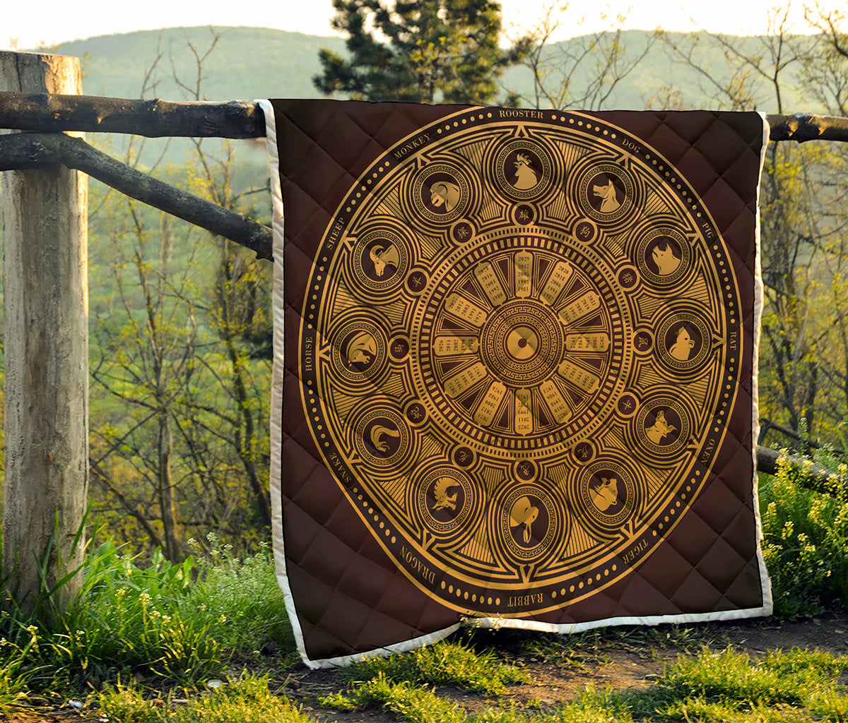 Chinese Zodiac Calendar Signs Print Quilt