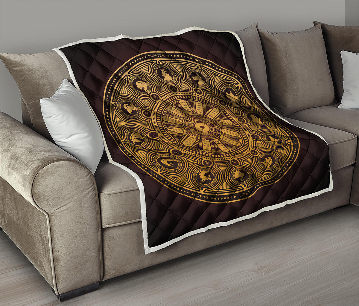 Chinese Zodiac Calendar Signs Print Quilt