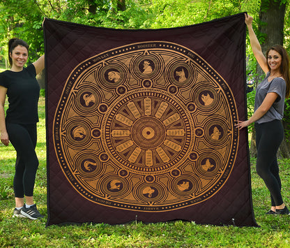 Chinese Zodiac Calendar Signs Print Quilt