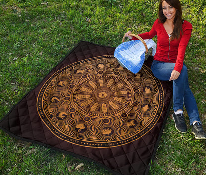 Chinese Zodiac Calendar Signs Print Quilt