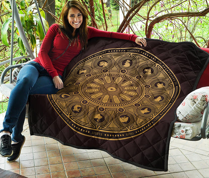 Chinese Zodiac Calendar Signs Print Quilt