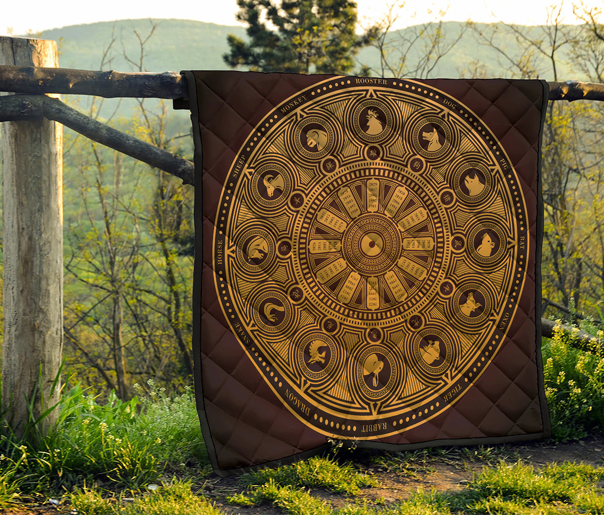 Chinese Zodiac Calendar Signs Print Quilt