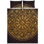 Chinese Zodiac Calendar Signs Print Quilt Bed Set