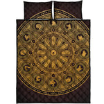 Chinese Zodiac Calendar Signs Print Quilt Bed Set