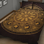 Chinese Zodiac Calendar Signs Print Quilt Bed Set
