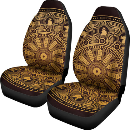 Chinese Zodiac Calendar Signs Print Universal Fit Car Seat Covers