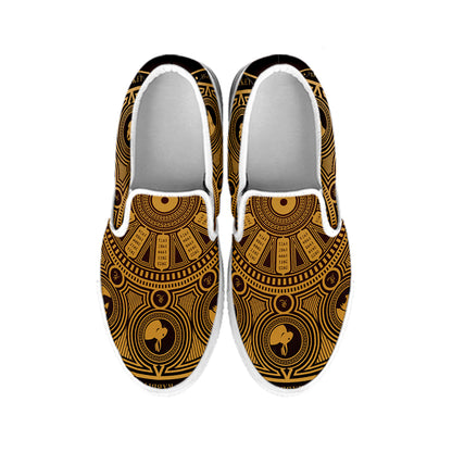 Chinese Zodiac Calendar Signs Print White Slip On Shoes