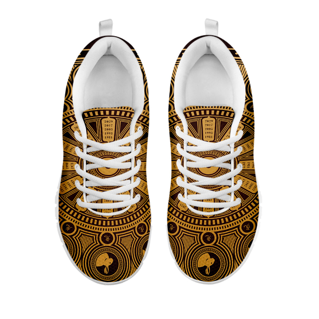 Chinese Zodiac Calendar Signs Print White Sneakers