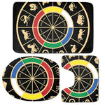 Chinese Zodiac Calendar Wheel Print 3 Piece Bath Mat Set