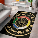 Chinese Zodiac Calendar Wheel Print Area Rug