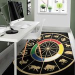 Chinese Zodiac Calendar Wheel Print Area Rug