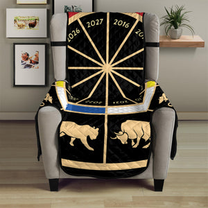 Chinese Zodiac Calendar Wheel Print Armchair Protector