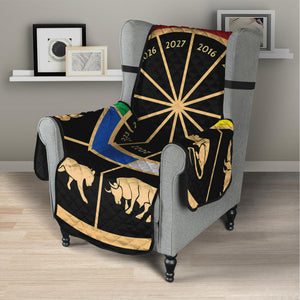 Chinese Zodiac Calendar Wheel Print Armchair Protector