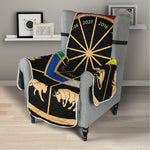 Chinese Zodiac Calendar Wheel Print Armchair Protector