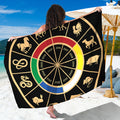Chinese Zodiac Calendar Wheel Print Beach Sarong Wrap