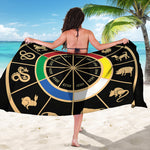 Chinese Zodiac Calendar Wheel Print Beach Sarong Wrap