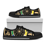 Chinese Zodiac Calendar Wheel Print Black Low Top Shoes 