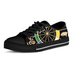 Chinese Zodiac Calendar Wheel Print Black Low Top Shoes 