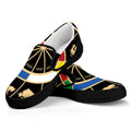 Chinese Zodiac Calendar Wheel Print Black Slip On Sneakers