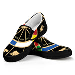 Chinese Zodiac Calendar Wheel Print Black Slip On Shoes