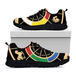 Chinese Zodiac Calendar Wheel Print Black Sneakers