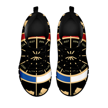 Chinese Zodiac Calendar Wheel Print Black Sneakers