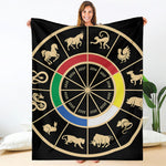 Chinese Zodiac Calendar Wheel Print Blanket