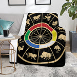 Chinese Zodiac Calendar Wheel Print Blanket