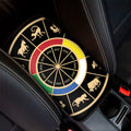Chinese Zodiac Calendar Wheel Print Car Center Console Cover