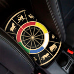 Chinese Zodiac Calendar Wheel Print Car Center Console Cover