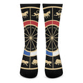 Chinese Zodiac Calendar Wheel Print Crew Socks
