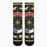 Chinese Zodiac Calendar Wheel Print Crew Socks