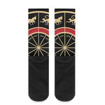 Chinese Zodiac Calendar Wheel Print Crew Socks