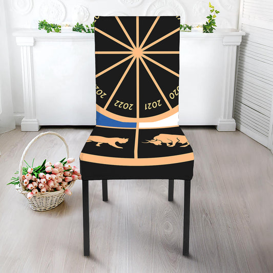 Chinese Zodiac Calendar Wheel Print Dining Chair Slipcover