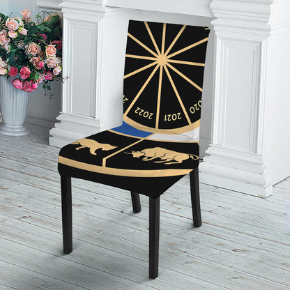 Chinese Zodiac Calendar Wheel Print Dining Chair Slipcover