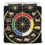 Chinese Zodiac Calendar Wheel Print Duvet Cover Bedding Set