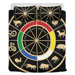Chinese Zodiac Calendar Wheel Print Duvet Cover Bedding Set