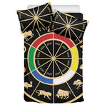 Chinese Zodiac Calendar Wheel Print Duvet Cover Bedding Set